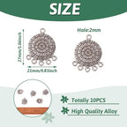 Mega Pet 10pcs Tibetan Silver Flat Round Chandelier Component Links Charm Pendant Connectors with 5 Holes for Dangle Earring Multi Strands Bracelet Necklace Jewelry Making - color: Antique Silver, Flat Round-2