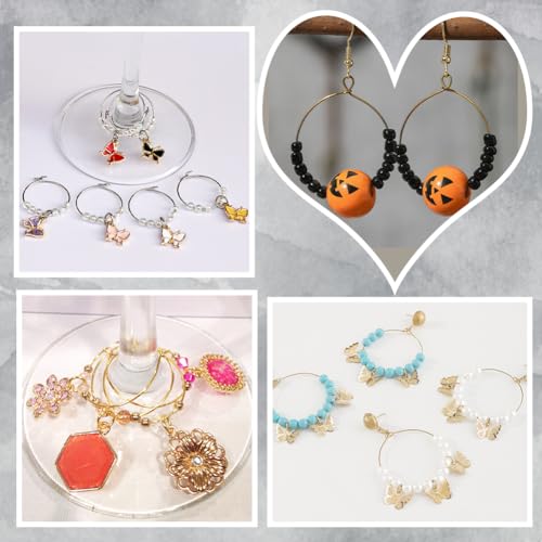 Beebeecraft 1 Box 100Pcs 25mm Wine Glass Charm Rings 18K Gold Plated 316 Stainless Steel Open Round Beading Earring Hoops Findings Supplies for Jewelry Making DIY Craft Kit - color: Gold, size: 25mm