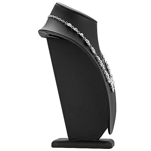 Polmart Modern Necklace Display Bust (Black Leatherette, 11 ½”H) - color: Black Leatherette, size: 11 ½”H