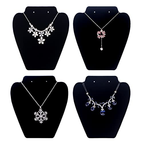 Coward 4 Pcs/Set Velvet Necklace Display for Selling Jewelry Holder Stand for Show Necklace Organizer Rack for Store Home Show (Black) - color: Black