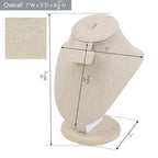 MOOCA Linen Covered Wood Jewelry Display Necklace Chain Jewelry Bust Stand, Necklace Display Mannequin Bust, 8 7/8" in Height, Tan Linen - color: Tan Linen