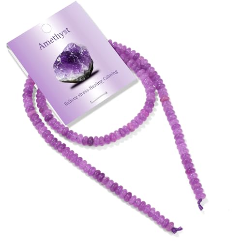 1 Strand 2x4mm Rondelle Beads for Jewelry Making Natural Stone Beads Loose Flat Spacer Abacus Gemstone Bead for Bracelet Necklace Crafts Amethyst - color: Amethyst, size: 2x4