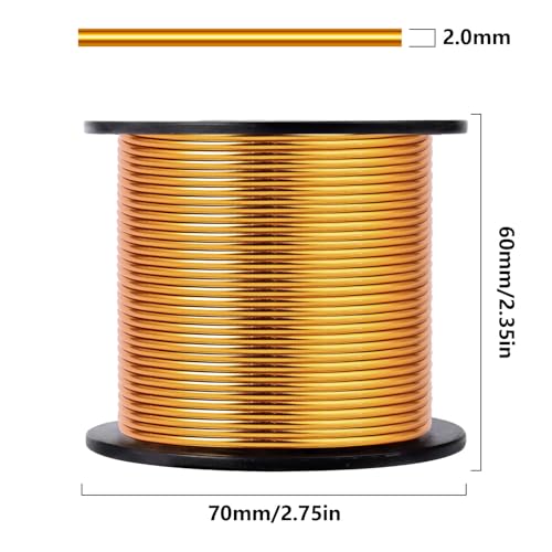 Aluminum Craft Wire, 95 Feet 2.0mm/ 14 Gauge Bright Gold Bendable Soft Metal Aluminum Wire Roll Bulk for DIY Crafts Sculpting Jewelry Making - color: Dark Gold, size: 14 Gauge