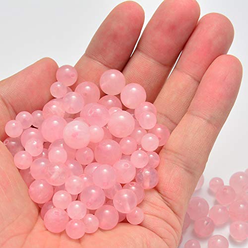 NCB 100pcs Original Natural Stone Beads Gemstone Round Loose Beads 6mm 8mm 10mm (Rose Quartz, 6mm 100Beads) - color: Rose Quartz, size: 6mm 100beads