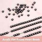 Cheriswelry 200pcs 7mm White Heart Acrylic Flat Round Beads Black Opaque Plastic Disc Coin Pony Loose Spacer Love Heart Beads for DIY Craft Earring Bracelet Necklace Keychains Jewelry Making - color: Black Heart Beads