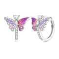 LAZA 925 Sterling Silver Hoop Earrings for Women, Sterling Silver Butterfly Hoops Colorful Flowers Hoop Huggie Earrings Hypoallergenic Jewelry Gifts for Women - color: Butterfly Earring