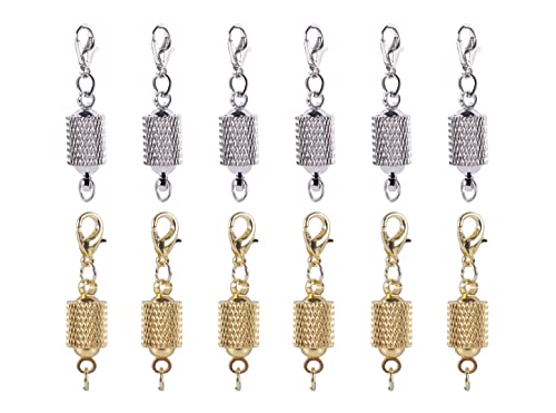 KONMAY 10 Sets Mixed Screw-in Magnetic Necklace Clasps, Safety Magnetic Converter Clasps for Jewelry Making - color: Mixed with Screw Patterns