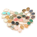 QSLLER 10 Pcs Natural Stone Connectors,Faceted Egg Shape Natural Semi-Precious Stone Pendant Charms DIY for Necklace or Jewelry Making