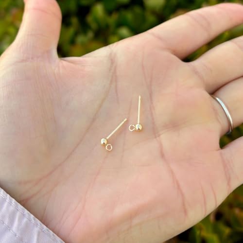 10pcs Adabele Real 1/20 14K Gold Filled 3mm Ball Earring Post Findings Open Ring 10pcs Earring Backs Non Tarnish for DIY Earrings Jewelry Making JK1-D3 - color: 14K Gold Filled, size: 3mm ball/dot - 5 Pairs