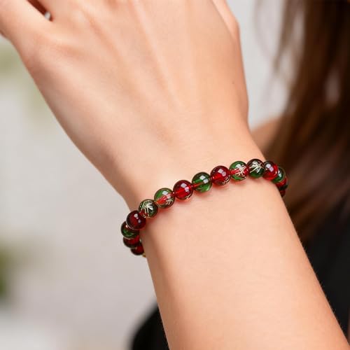 PIPITREE 500 PCS Acrylic Beads 8mm Rainbow Round Bead for Pens Bulk Acrylic Beads for Keychains Beadable Pens DIY Crafts Bracelets Necklace Jewelry Making Plastic Colorful Bead (Red-Green) - color: Red-Green