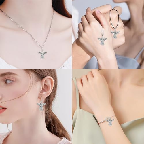 Honbay 60PCS Antique Silver Angel Pendants Guardian Charms Alloy Religious Pendant Cute Tiny Beads for Keychains Earrings Bracelets Necklaces Jewelry Making and DIY Crafts - size: Small