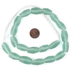 The Bead Chest Green Aqua Faceted Cylinder Java Recycled Glass Beads (20x12mm) - color: Green Aqua