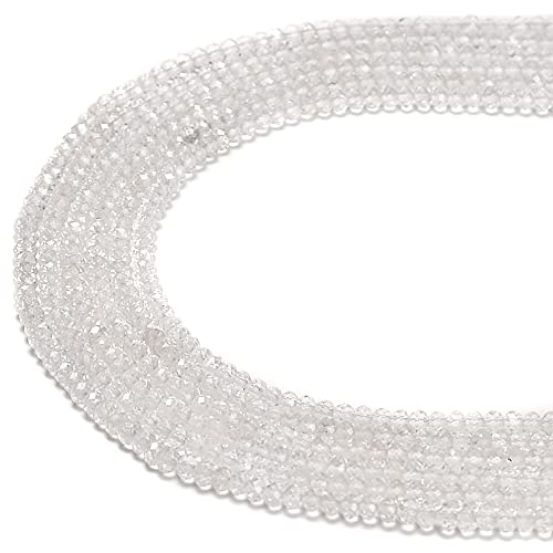 JM Design Clear Quartz Faceted Rondelle Beads Size 2x3mm 15.5'' Strand for Jewelry Making