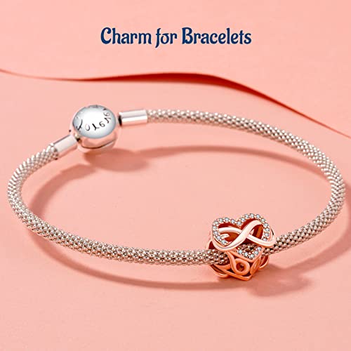 Love Family Friendship Graduation Mothers Nurses Day S925 Bead Pendant Charms for Pandora Bracelets Necklaces, Gifts Women, for Anniversary Birthday Valentines Day Christmas, Silver Gold - style: Infinity Heart Sparkle Charm