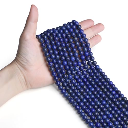 DUQGUHO Blue Beads for Jewelry Making 8mm Lapis Lazuli Beads for Bracelets DIY Natural Crystal Bead 47PCS - color: Blue#3