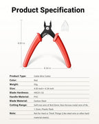 VCELINK Micro Precision Wire Cutter Spring Loaded, 5-Inch Flush Cutter Pliers, Nippers, Small Side Cutter for Electronics, Zip Ties, Craft and Jewelry, Red - color: Red