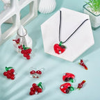 Beadthoven 8Pcs Handmade Lampwork Glass Beads Charm Red Glass Crystal Bird Mushroom Grape Apples Cute Glass Beads for DIY Spring Jewelry Making Bracelets Necklace Earrings Keychain - color: Red
