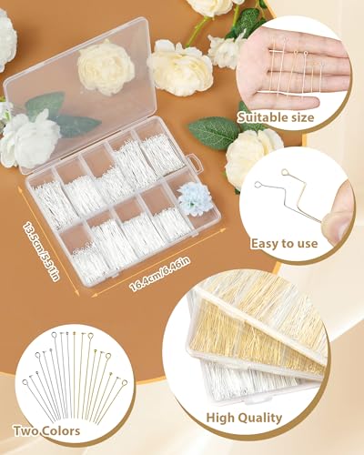 FIVEIZERO 900 PCS Eye Pins and Flat Head Pins for Jewelry Making, Metal Eyepins, Headpins & Ball Head Pins for DIY Earrings, Necklaces, Bracelets, Pendants, 1.2", 1.6", 2",Silver - color: Sliver