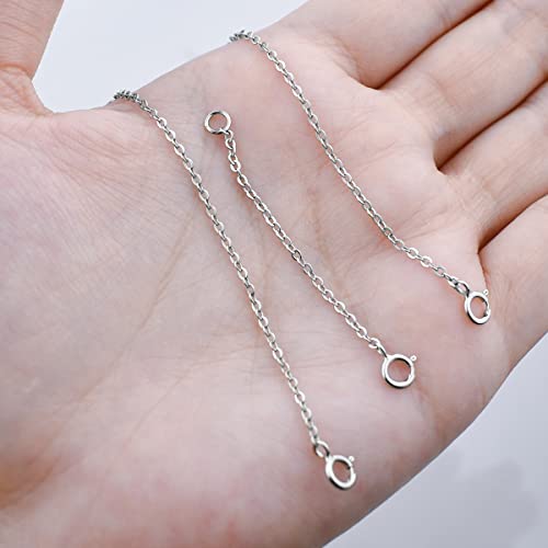 3 Pieces 925 Sterling Silver Necklace Extenders Necklace Extension Chain for Women Plated Extender Chain for Jewelry Making Durable Bracelet Chain Dainty Removable Anklet Chain (2 3 4 inch)