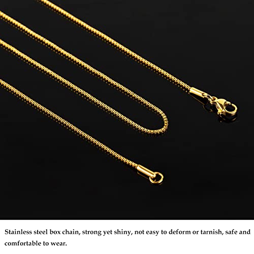 10 Pack Stainless Steel Necklace Chain, Dainty Gold Plated Box Chain Thin Chain for Women Necklace DIY Jewelry Making Supplies (16 Inches) - color: Gold Box, size: 16 Inch