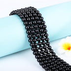 Natural Stone Beads Round Genuine Real Stone Beading Strand Loose Gemstones DIY Smooth Bead for Bracelet Necklace Earrings Jewelry Making (Black Onyx, 8mm 45 Pieces) - color: Black Onyx, size: 8mm 45pcs