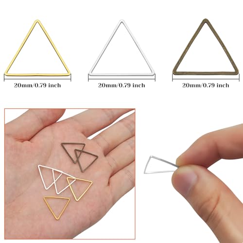 150pcs Beading Hoop Earrings Finding 20mm Triangle Earring Beading Hoops Triangle Linking Rings Earring Hoops Connector Links Earrings Pendant for DIY Earring Making, Necklace Crafts Supplies(3Colors) - color: 150PCS;Gold,Silver,Ancient cyan