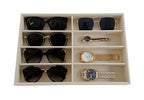 Velvet Sunglasses Organizer Tray 8 Slot, Stackable Eyewear Display Case for Sunglasses, Glasses & Watches, Premium Beige Velvet, Removable Dividers, Drawer Insert, Home Retail Trade Show - color: Glasses Tray