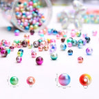 BONNY BOXX 1020PCs 6 & 8MM Gradient Mermaid ABS Pearl Beads Set for Jewelry Making Loose Round Faux Pearls with Holes for Bracelet Necklace Earring Accessories Vase Filler - color: Gradient Mermaid ABS Pearl Beads Set
