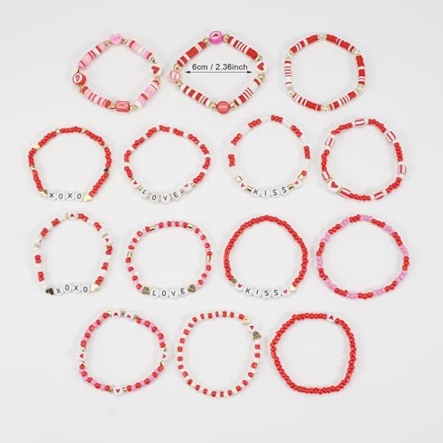 Twinfree Bohemia Beaded Bracelet for Women, Polymer Clay Stretch Bracelets - color: color 38