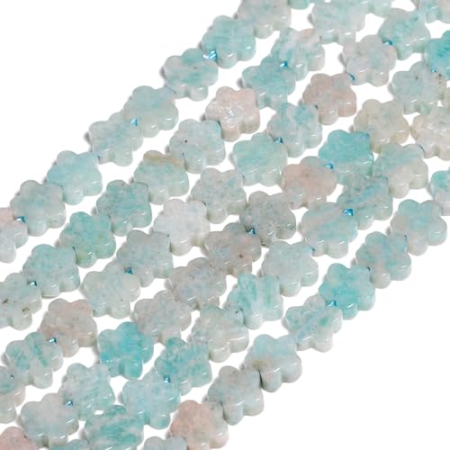 Songxi 60pcs 6mm Amazonite Plum Blossom Natural Stone Beads for Jewelry Making, Smooth Loose Flower Shape Gemstone Beads for Bracelets Necklace Earrings Making Supplies ﻿ - color: Amazonite