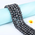 Natural Stone Beads Round Genuine Real Stone Beading Strand Loose Gemstones DIY Smooth Bead for Bracelet Necklace Earrings Jewelry Making (Black Larvikite, 10mm 36 Pieces) - color: Black Larvikite, size: 10mm 36pcs