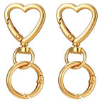 2 Pcs Double Opening Keychain Clip, Heart Spring Snap Hooks Zinc Alloy Swivel Lobster Clasp with Key Ring Spring Snap Hook Purse Clip for Jewelry Lanyard DIY Crafts Purse Making Camping Travel (Gold)