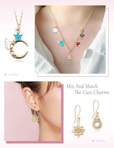 JIALEEY 300Pcs Assorted Gold-Plated Enamel Charms for Jewelry Making - Earring, Necklace, Bracelet