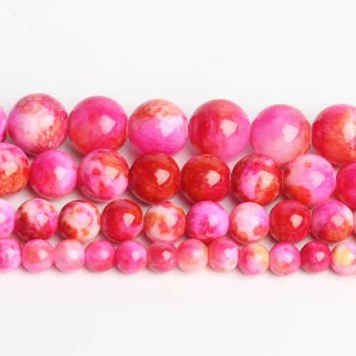 40pcs 10mm Rose Red Persian Jade Energy Healing Round Bulk Gemstone Beads for Jewelry Making Bracelet Necklace Earring DIY - color: rose red, size: 10mm