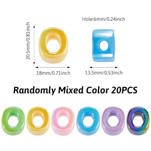 Beadthoven 20pcs Big Letter O Beads Large Hole Bubble Alphabet Acrylic Beads Charm Iridescent Plastic O Shape Loose Chunky Spacers for Jewelry Making Bracelet Necklace Keychains Shoelaces Crafts - color: O