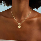 Carffordo Gold Plated Necklaces for Women - Dainty Layered 14K Gold Plated Stack Paperclip Rope Cuban Toggle Link Chain Choker Necklace Set Chunky Trendy Jewelry Gift - style: OT-Heart
