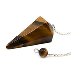 Justinstones Natural Golden Tiger Eye Gemstone Rock Crystal Hexagonal Pointed Reiki Chakra Pendant Pendulum - color: Golden Tiger Eye