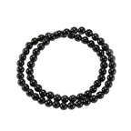 14in Agate Wrap Bracelet for Women Men Natural Round Beaded Agates Stone Healing Stretch Bracelets Elastic Handmade Polished Gemstone Beads Bracelet - color: Black Agate, size: 6mm Beads