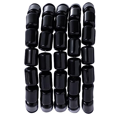 Natural Black Agate Cylinder Tube Beads 10x14mm 38cm/str Loose Semi Gemstone Stone Beads for Making Bracelets Necklace - color: Black Agate