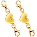 925 Silver Heart-Shaped Magnetic Necklace Clasps and Closures, Magnetic Clasp Converter for Jewelry Making Supplies,Chain Extender Connector for Necklace Bracelet (2pcs Gold) - color: 2pcs gold