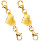925 Silver Heart-Shaped Magnetic Necklace Clasps and Closures, Magnetic Clasp Converter for Jewelry Making Supplies,Chain Extender Connector for Necklace Bracelet (2pcs Gold) - color: 2pcs gold