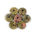 JOE FOREMAN 2x6mm Natural Green Unakite Jasper Stone Heishi Disc Rondelle Spacer Beads for Jewelry Making Full 15" Strand Energy Stone Healing Power Crystal - color: Green Unakite Jasper