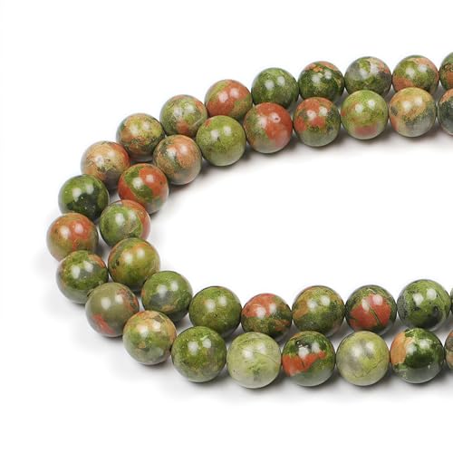 MJDCB Natural Stone Beads Unakite Round Loose Spacer Beads 15'' 4m 6m 8m 10mm 12m for Jewelry Making (8mm) - color: Unakite, size: 8mm