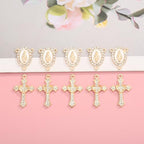 Jiali Q 20 Piece Set Rhinestone Cross Connectors and Pendants for Jewelry Making (Gold Our Lady of Grace) - color: GOLD Our Lady of Grace