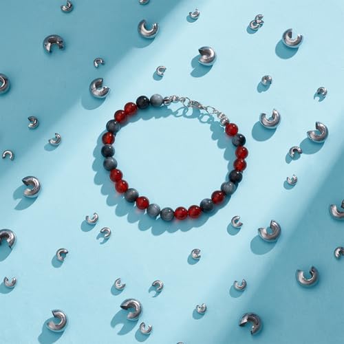 UNICRAFTALE 150pcs 3 Sizes 4.5/6/10.5mm Diameter Crimp Beads 304 Stainless Steel Crimp Beads Covers Beads End Tip Half Round Open Crimp Beads for Women Bracelet Necklace Jewelry Making - size: 4.5/6/10.5mm Dia