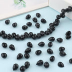 100pcs Black Faceted Crystal Glass Beads 8x10mm, Shiny Teardrop Glass Beads for Jewelry Making, Crystal Beads for Bracelet Necklace Earring DIY Craft - color: Black