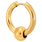 Stainless Steel Circle Beads Huggie Hinged Hoop Earrings for Men Women, 2pc - color: Gold, size: Diameter:20MM