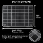 SUTOKAKA 1Pc 42 Grids Clear Plastic Jewelry Organizer Box Large Bead Storage Container with Non-Adjustable Dividers Small Parts Compartment Organizer for Washi Tapes Crafts Screws Sewing Threads - size: 42