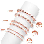 WILLBOND 1200 Pcs Round Spacer Beads for Jewelry Making 4/6/8 mm Smooth Ball Beaded Seamless Loose Ball Embellishments with Holes for Stackable Bracelet Craft(Rose Gold) - color: Rose Gold