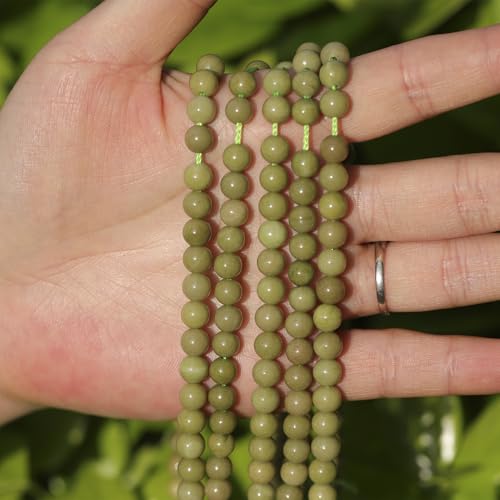 6mm Natural Stone Beads 65pcs Avocado Jade Polished Round Smooth Crystal Loose Gemstone Beads for Jewelry Making DIY Bracelet Necklace Earring Crafts Supplies - color: Avocado Jade 6mm-65pcs